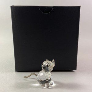Swarovski Crystal Mini Cat Figurine 1982 metal Chain Austria 1.25 inches